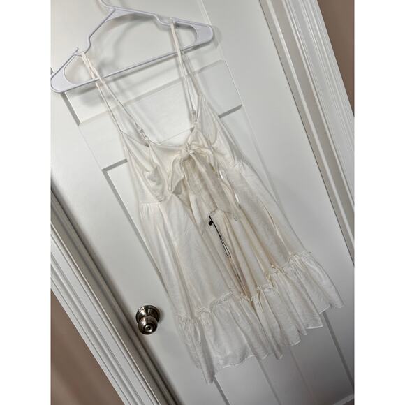 NWT Mustard‎ Seed Women's Lace Trimmed Tie Back Dress Summer White Size Large - Picture 5 of 12